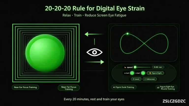 20-20-20 rule for digital eye strain combined with near-far focus training and figure eight eye muscle training